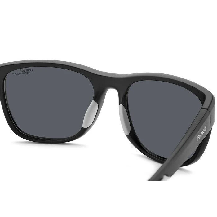 Polaroid Sport Unisex Sunglasses PLD7051S003 — Black Resin Frame, Grey Lenses, 57/19/130 mm