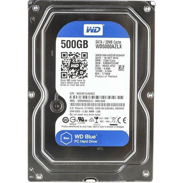 Western Digital Blue 500GB 3.5" Internal HDD SATA III 7200 RPM 32MB Cache WD5000AZLX