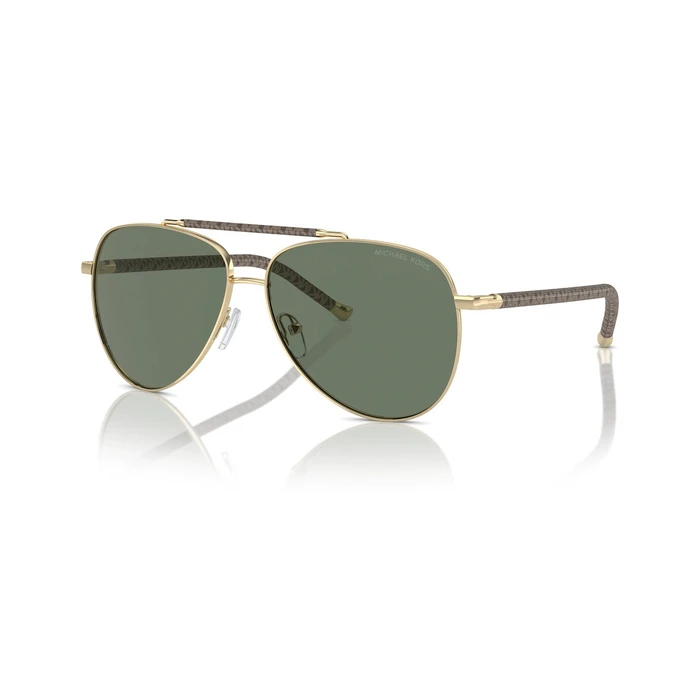 MICHAEL KORS Portugal Sunglasses MK1146-10143H Gold Metal Frame Green Lens 59/13/140 (Women)