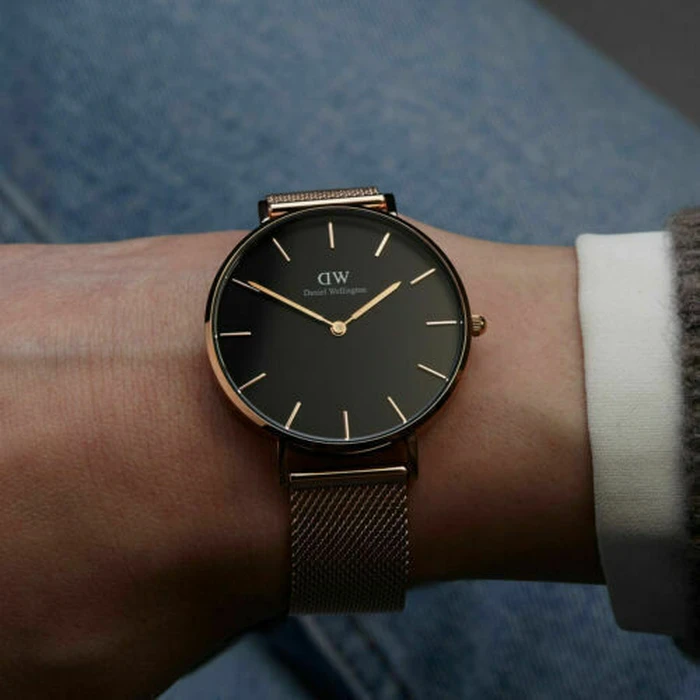 Daniel Wellington Petite Ashfield Γυναικείο Ρολόι 36mm Μπαταρίας με Ροζ Χρυσό Μεταλλικό Μπρασελέ