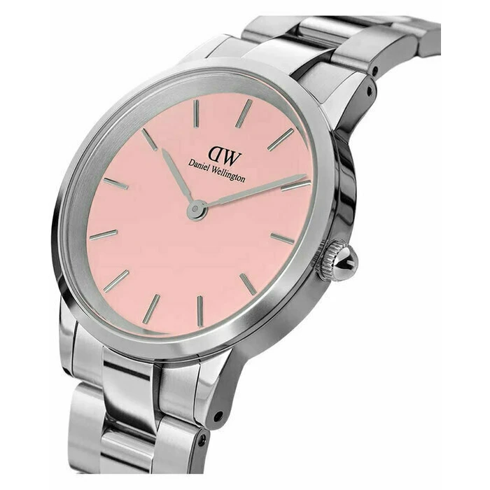 Daniel Wellington Iconic Link Γυναικείο Ρολόι 28mm Pastel Pink Ασημί Μπρασελέ DW00100534