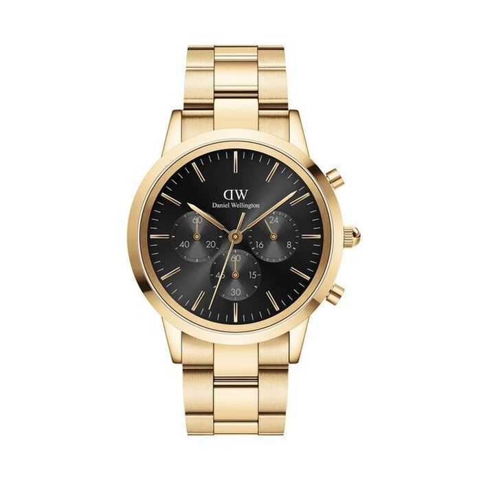 Daniel Wellington Iconic Ανδρικό Ρολόι 42mm Χρονογράφος Μπαταρίας με Χρυσό Μεταλλικό Μπρασελέ DW00100641