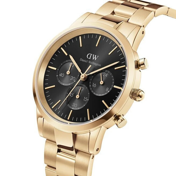 Daniel Wellington Iconic Ανδρικό Ρολόι 42mm Χρονογράφος Μπαταρίας με Χρυσό Μεταλλικό Μπρασελέ DW00100641