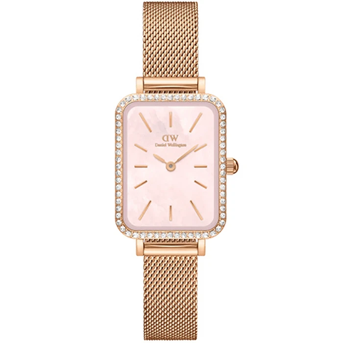 Daniel Wellington Quadro Γυναικείο Ρολόι 20mm Μπαταρίας με Ροζ Χρυσό Μεταλλικό Μπρασελέ DW00100669