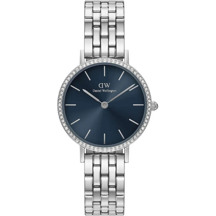 Daniel Wellington Petite Lumine Γυναικείο Ρολόι 28mm Ασημί Μεταλλικό Μπρασελέ DW00100664