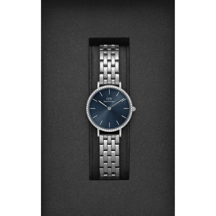 Daniel Wellington Petite Lumine Γυναικείο Ρολόι 28mm Ασημί Μεταλλικό Μπρασελέ DW00100664