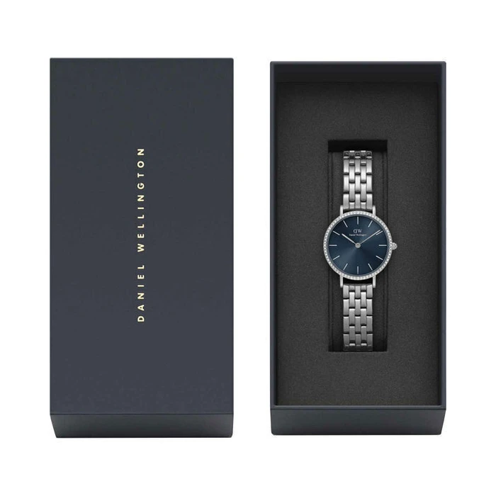 Daniel Wellington Petite Lumine Γυναικείο Ρολόι 28mm Ασημί Μεταλλικό Μπρασελέ DW00100664
