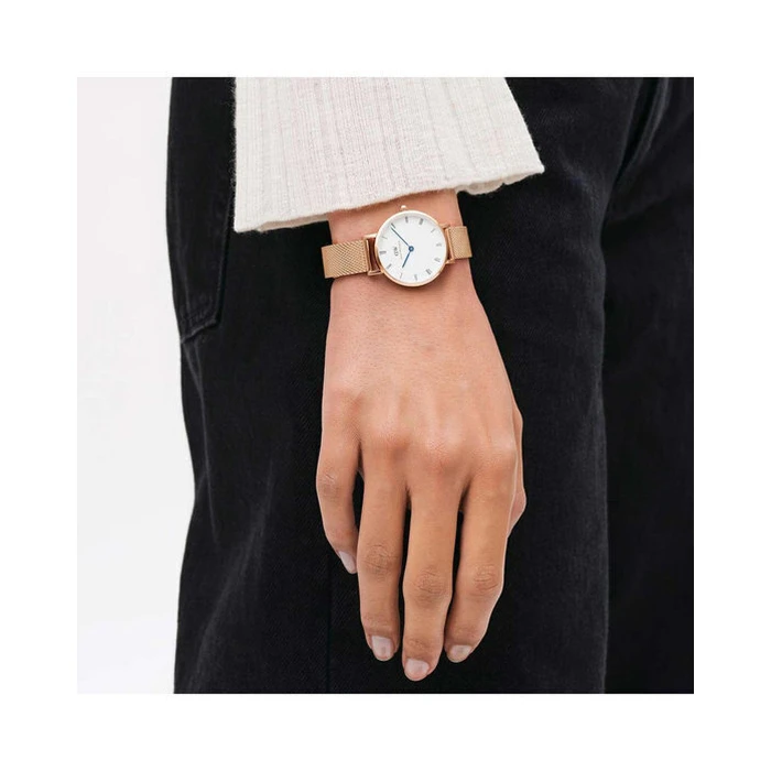 Daniel Wellington Petite Γυναικείο Ρολόι 28mm Ροζ Χρυσό Μεταλλικό Μπρασελέ DW00100681