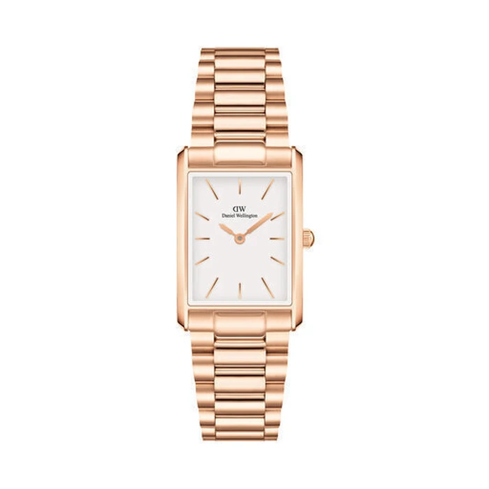 Daniel Wellington Women's Watch 32 mm Bound 9-Link Rose Gold Stainless Steel Bracelet, White Dial, Quartz (DW00100699)