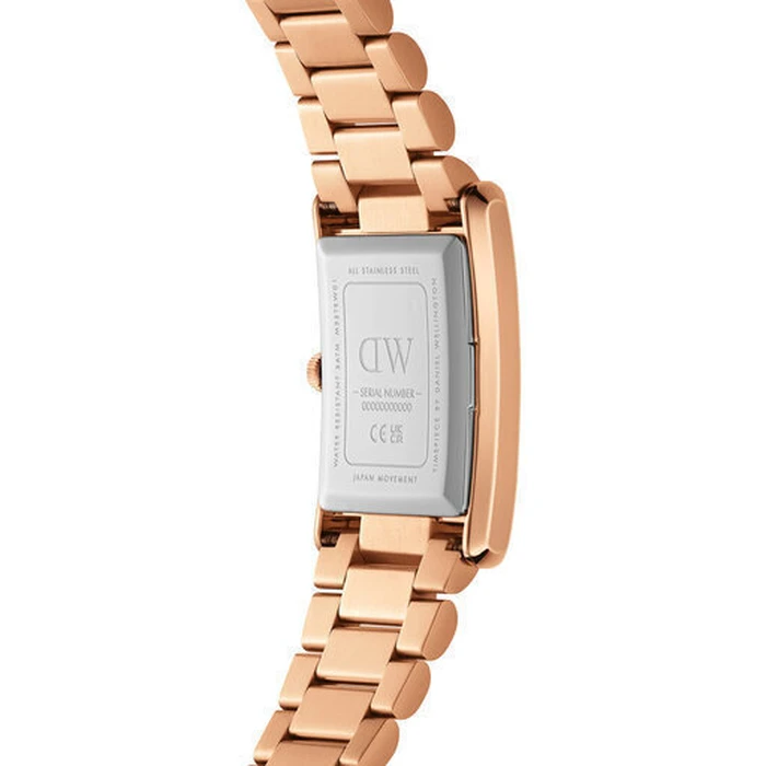 Daniel Wellington Women's Watch 32 mm Bound 9-Link Rose Gold Stainless Steel Bracelet, White Dial, Quartz (DW00100699)