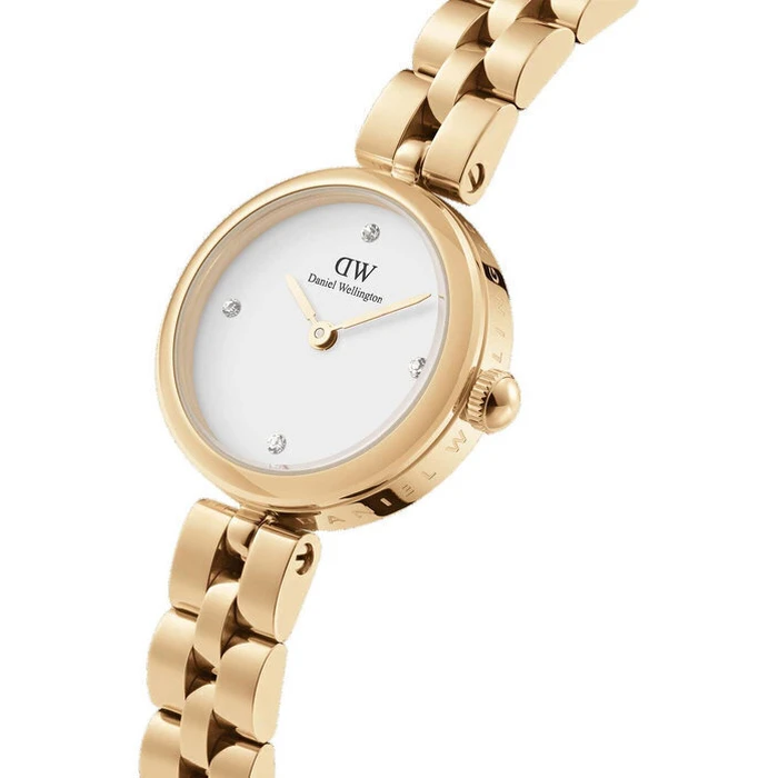 Daniel Wellington Lumine Crystals Γυναικείο Ρολόι 22mm Χρυσό Μεταλλικό Μπρασελέ - DW00100715