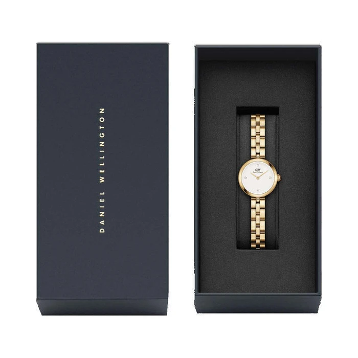 Daniel Wellington Lumine Crystals Γυναικείο Ρολόι 22mm Χρυσό Μεταλλικό Μπρασελέ - DW00100715