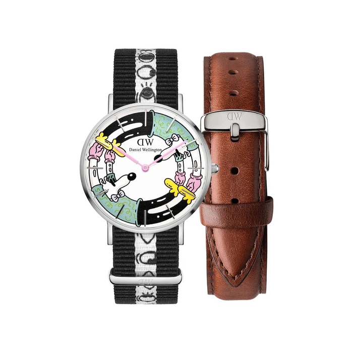 Daniel Wellington Classic Γυναικείο Ρολόι 40mm Μπαταρίας με Ασημί Υφασμάτινο Λουράκι DW00100736