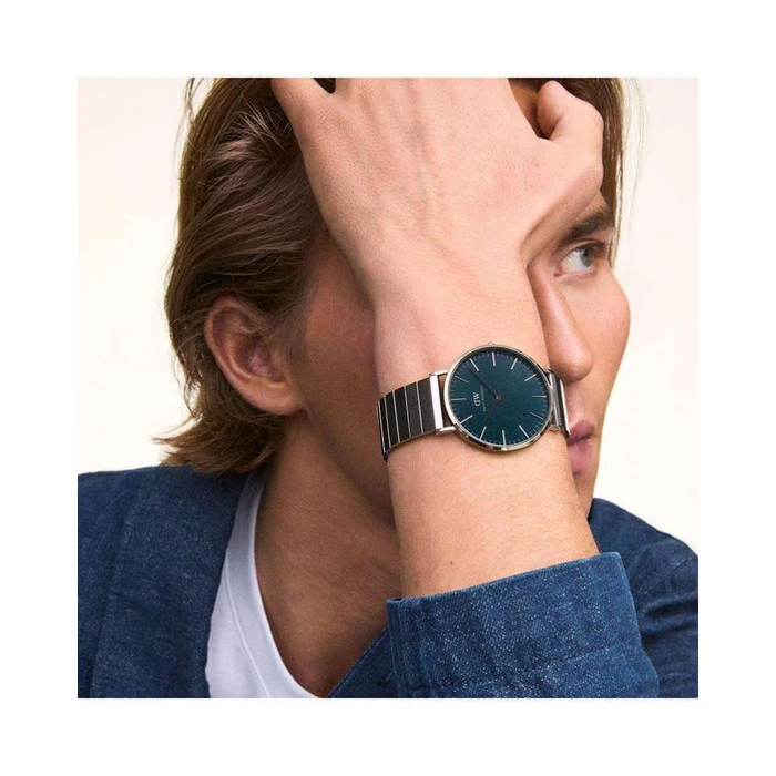 Daniel Wellington Classic 40mm Ανδρικό Ρολόι με Ασημί Μεταλλικό Μπρασελέ - DW00100776