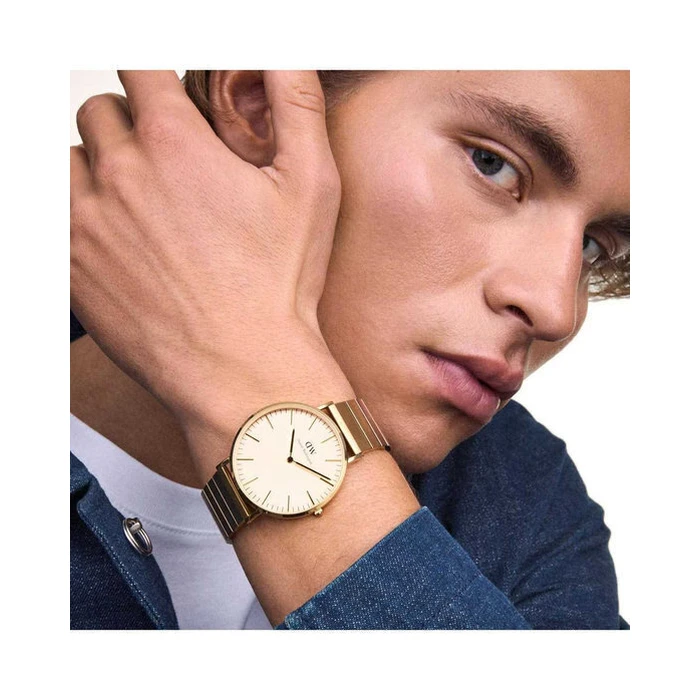 Daniel Wellington Piano Ανδρικό Ρολόι 40mm Μπαταρίας με Χρυσό Μεταλλικό Μπρασελέ DW00100779