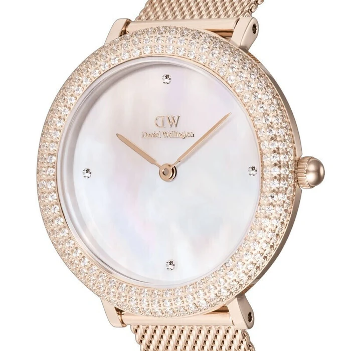 Daniel Wellington Melrose Γυναικείο Ρολόι 32mm Ροζ Χρυσό Ατσάλινο Μπρασελέ DW00100823