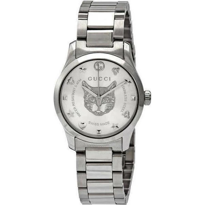 Gucci G-Timeless Γυναικείο Ρολόι YA126595 — 27mm, Ανοξείδωτο Ατσάλι Ασημί, Αναλογικό, Quartz
