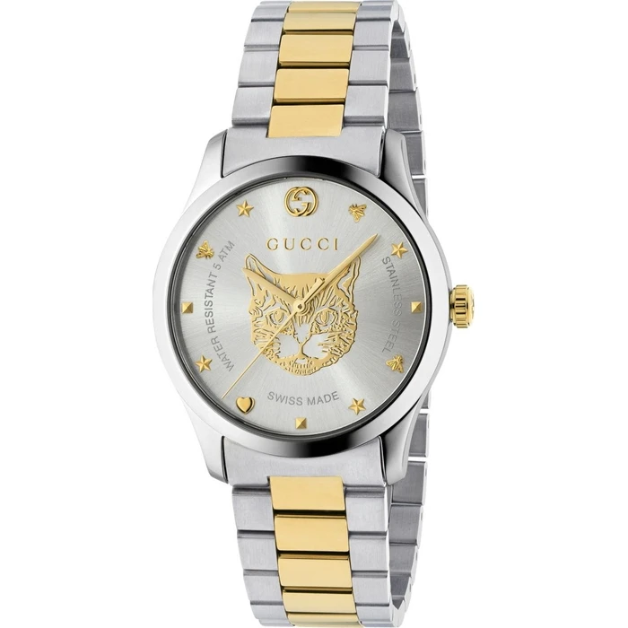Gucci Γυναικείο Ρολόι 38mm Μπαταρίας με Μεταλλικό Μπρασελέ YA1264074