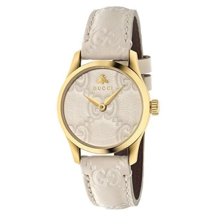 Gucci Women's Quartz Watch 27mm Beige Leather Strap YA126580A