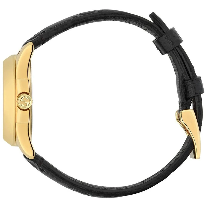 Gucci Γυναικείο Ρολόι 27mm Μπαταρίας με Μαύρο Δερμάτινο Λουράκι YA126581A