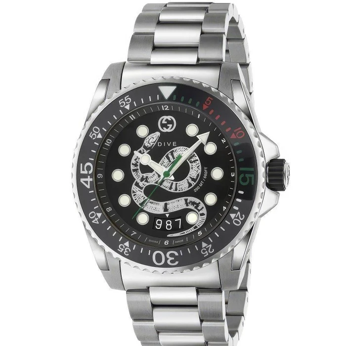 Gucci Ανδρικό Ρολόι 45mm YA136218 με Ασημί Μεταλλικό Μπρασελέ
