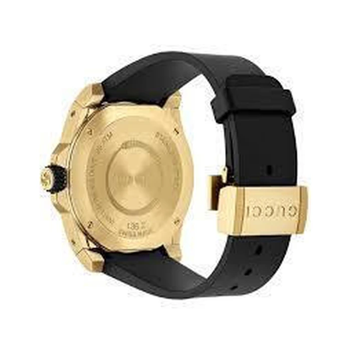 Gucci Ανδρικό Ρολόι 45mm Μπαταρίας με Μαύρο Καουτσούκ Λουράκι YA136219