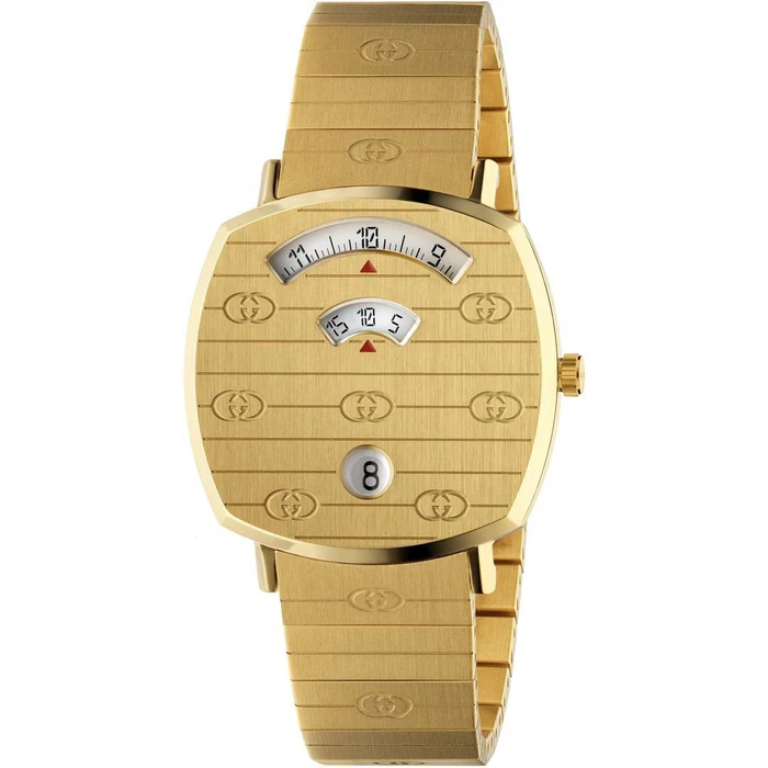 Gucci Ανδρικό Ρολόι 35mm Χρυσό Μεταλλικό Μπρασελέ YA157403