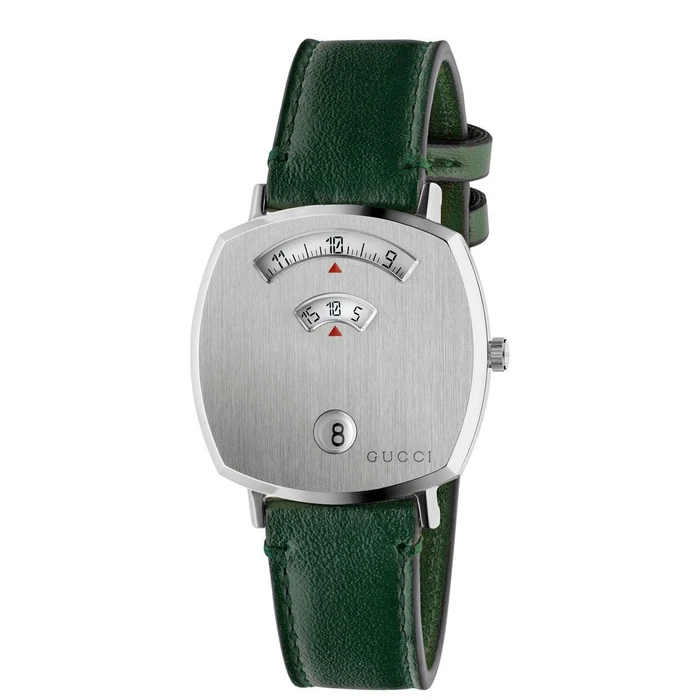 Gucci Ανδρικό Ρολόι 35mm Μπαταρίας με Πράσινο Δερμάτινο Λουράκι YA157406