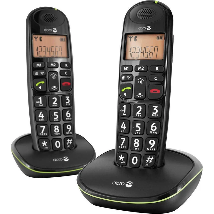 Doro PhoneEasy 100w Duo (μαύρο) - Ασύρματο DECT τηλέφωνο (2 ακουστικά)