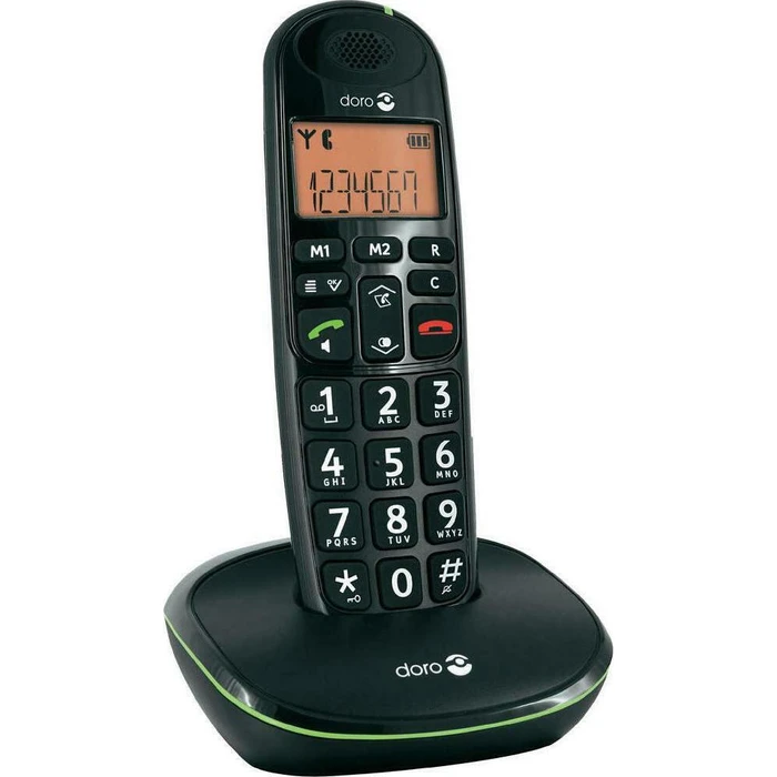 Doro PhoneEasy 100w Duo (μαύρο) - Ασύρματο DECT τηλέφωνο (2 ακουστικά)