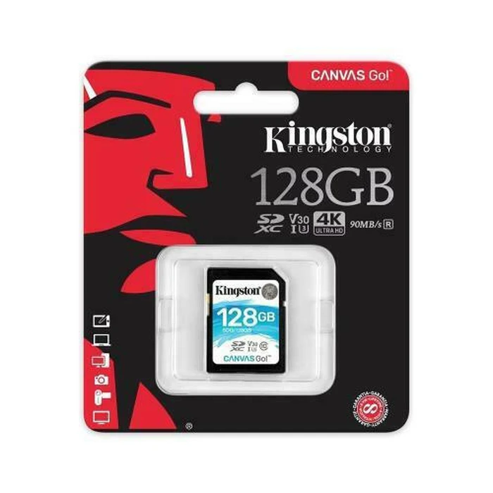 Kingston microSDXC 128GB with SD Adapter - UHS‑I U3 V30 Class 10