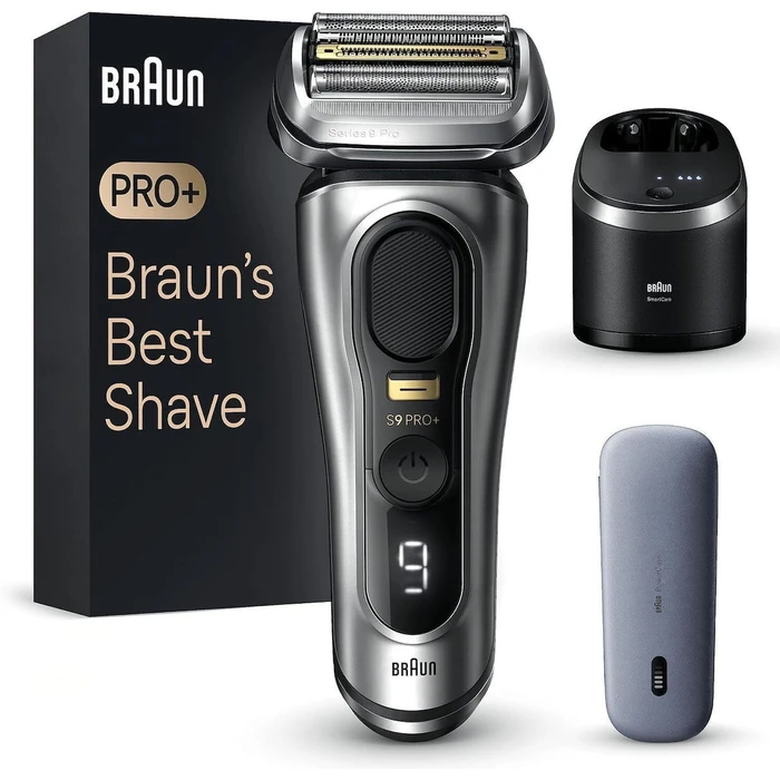 Braun Series 9 Pro+ 9577cc Ξυριστική Μηχανή Ασημί με Powercase και Σταθμό Καθαρισμού