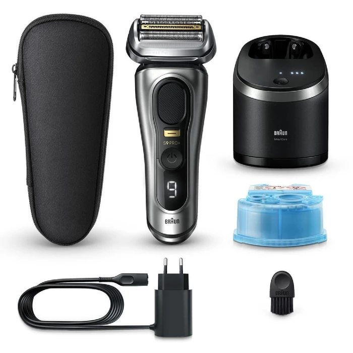 Braun Series 9 Pro+ 9577cc Ξυριστική Μηχανή Ασημί με Powercase και Σταθμό Καθαρισμού