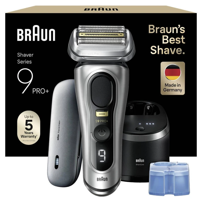 Braun Series 9 Pro+ 9577cc Ξυριστική Μηχανή Ασημί με Powercase και Σταθμό Καθαρισμού