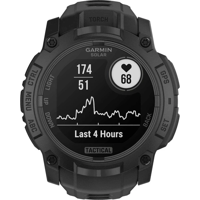 Garmin Instinct 3 Solar Tactical Edition 50mm Black με σιλικόνιο λουράκι 26 mm μαύρο