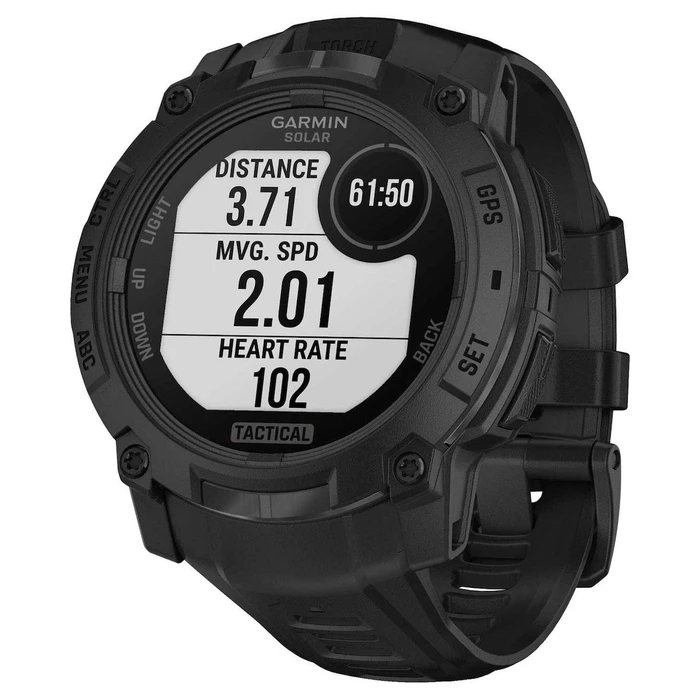 Garmin Instinct 3 Solar Tactical Edition 50mm Black με σιλικόνιο λουράκι 26 mm μαύρο