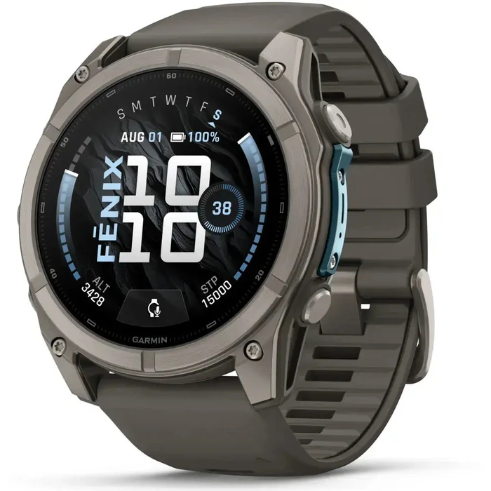 Garmin Fenix 9 Titanium 51mm Waterproof Smartwatch with Heart Rate Monitor (Pebble Grey Silicone Band)