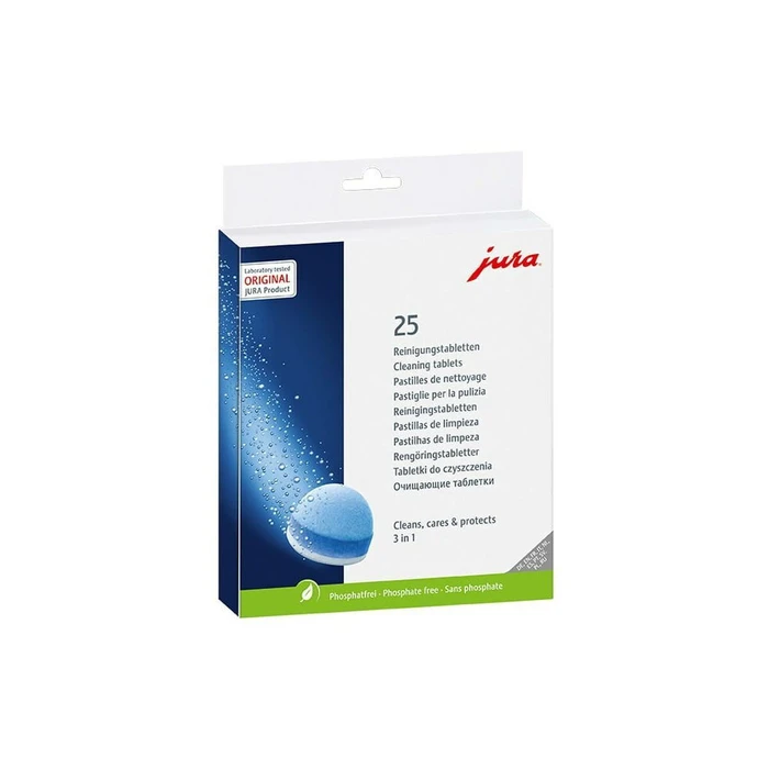 JURA 25045 3-Phase Cleaning Tablets for Coffee Machines, 25 pcs