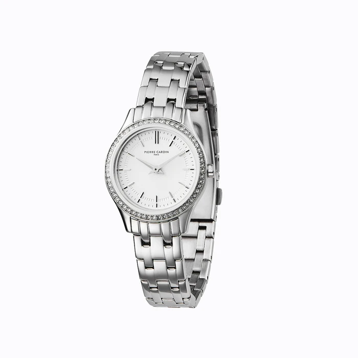 Pierre Cardin Γυναικείο Ρολόι 30mm Μπαταρίας με Ασημί Μεταλλικό Μπρασελέ CF.0601.SJ