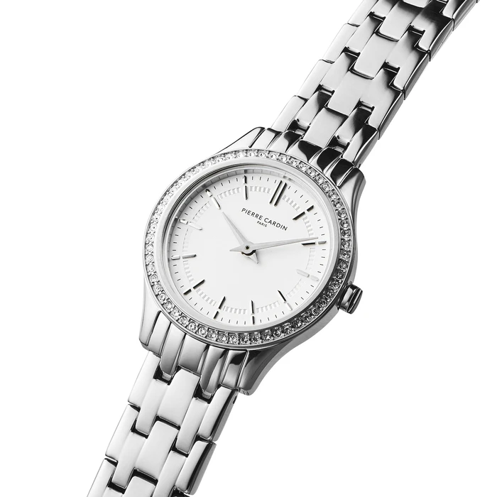 Pierre Cardin Γυναικείο Ρολόι 30mm Μπαταρίας με Ασημί Μεταλλικό Μπρασελέ CF.0601.SJ