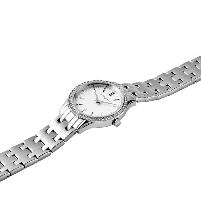 Pierre Cardin Γυναικείο Ρολόι 30mm Μπαταρίας με Ασημί Μεταλλικό Μπρασελέ CF.0601.SJ