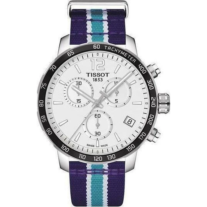Tissot Quickster Chronograph NBA Charlotte Hornets Men's Watch 42mm Blue Nylon Strap T095.417.17.037.30