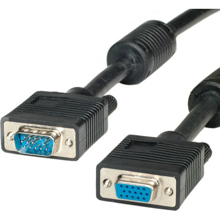 Roline VGA καλώδιο HD15 (αρσ. -> θηλ.) 2 m με ferrit (μπλε)