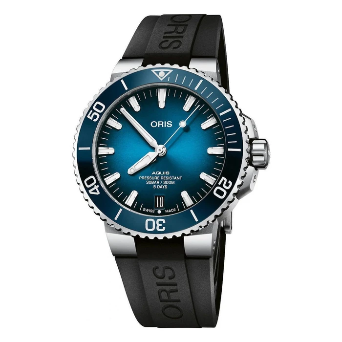 Oris Ανδρικό Ρολόι Aquis 43,5mm Αυτόματο Μαύρο Μπρασελέ (41350742474EB)