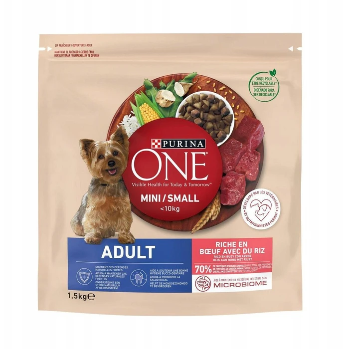 Purina One 1.5 kg Dry Food for Adult Small Breed Dogs with Beef & Rice