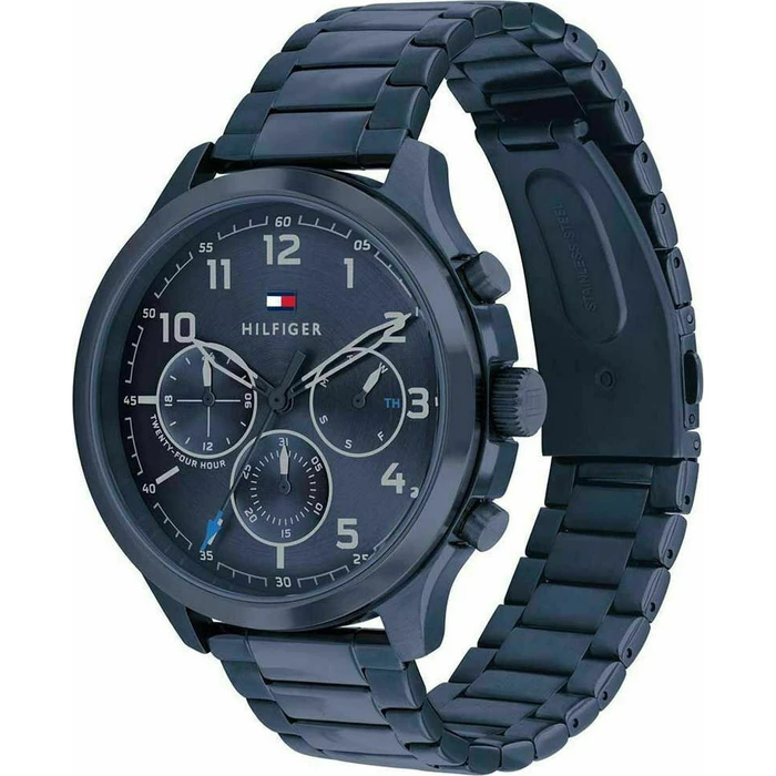 Tommy Hilfiger Asher Men's Watch 44mm Quartz Chronograph Blue Stainless Steel Bracelet 1791853