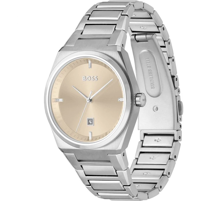 BOSS Women's Watch 1502670 - Quartz 31MM, Stainless Steel Silver Bracelet, Golden Dial