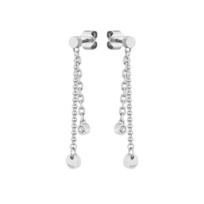 BOSS Women's Stainless Steel Earrings, Grey, 5 cm