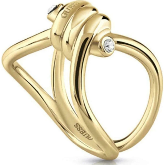 Guess Women's Gold-Plated Stainless Steel Ring with Stones UBR29004 - Size 54