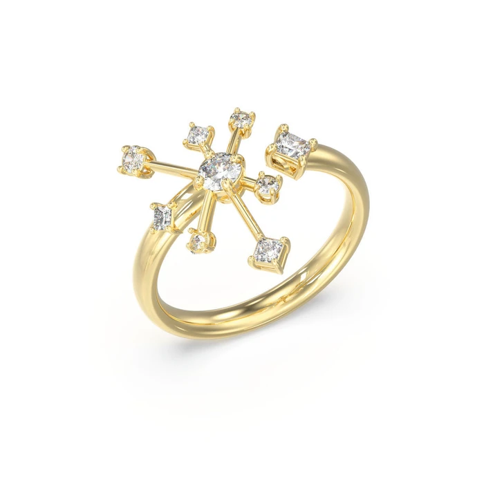Guess Women's Ring with Zircon, Stainless Steel Gold Plated JUBR05565JWYG (Size 58)
